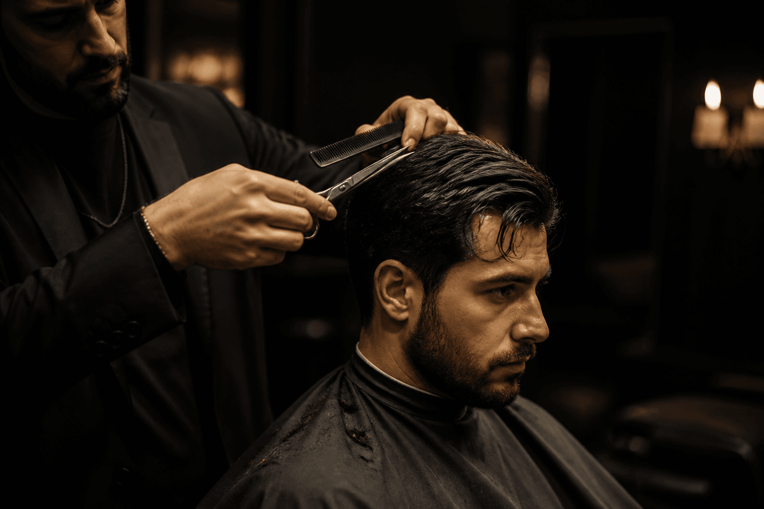 Taglio in corso nello studio Doctor Cuts